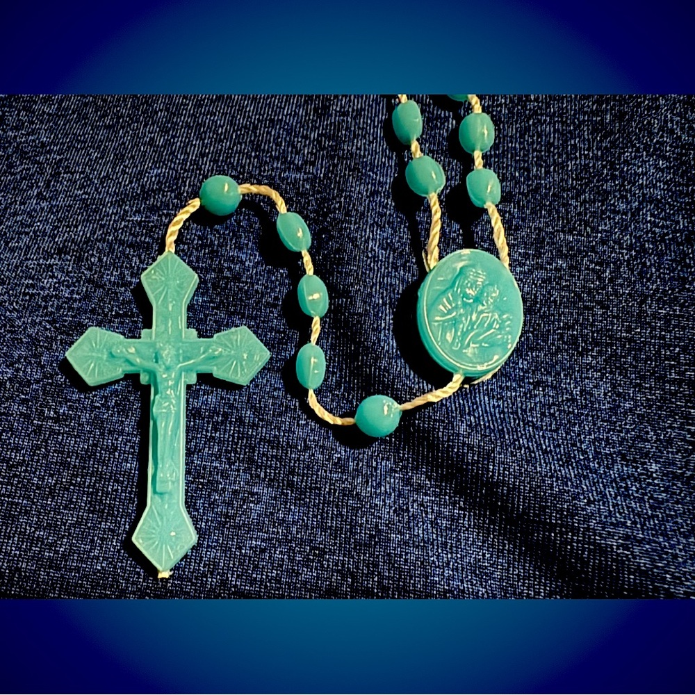 ROSARY | Light Blue Vintage Rosary Beads with Crucifix